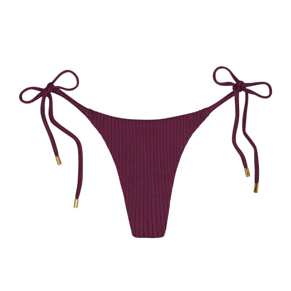 Monday Swimwear eggplant wide rib Palma Thong - P / XS